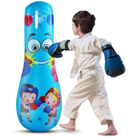 Saco de boxeo infantil, 120 cm/125 cm, independiente, torre de boxeo, para entrenamiento de boxeo (azul) (1/5)