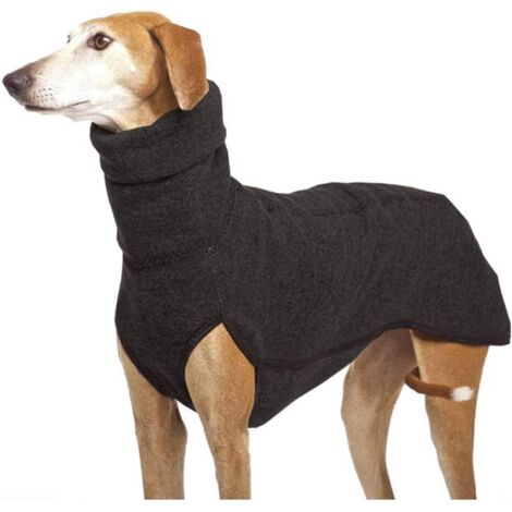 Suéter de forro polar con cuello alto para perros pequeños y medianos, color negro, talla L