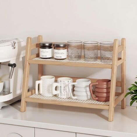 Organizador de encimera de cocina, portavasos de café de dos niveles, estante pequeño de almacenamiento de cocina, decoración de cápsulas de café para barra de bar, organizador de especias de cocina