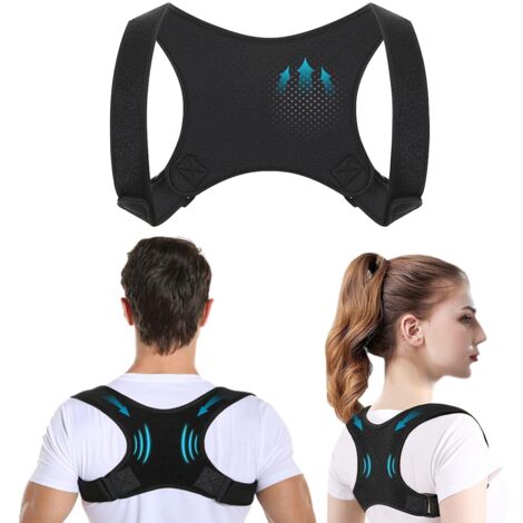 Corrector de postura, ajustable y transpirable, cinturón de soporte para la espalda para prevenir el dolor, ideal para hombres y mujeres, para soporte de espalda, cuello y hombros (negro, talla pequeñ