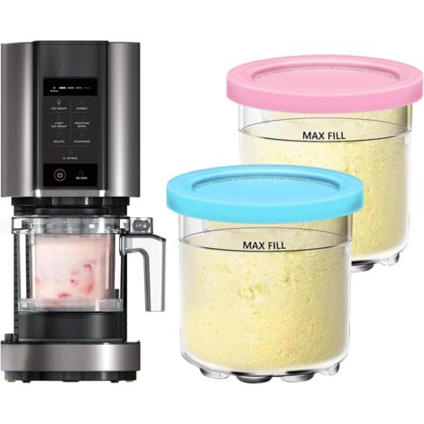 Recipiente para máquina de helado Ninja CREAMi (2 piezas), compatible con Ninja NC300EU, NC301EU y NC299AMZ. Accesorios para Ninja Ice Creami.