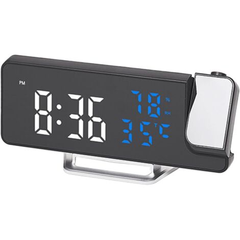 Reloj despertador con proyector - Pantalla LED giratoria de 270° Reloj digital para dormitorio, ideal para adultos, personas mayores, estudiantes, viajeros, sala de estar y apartamento (1/5)