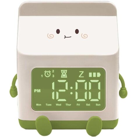 Alarma con memoria de cartón de leche, reloj despertador electrónico dedicado a un reloj despertador digital para niños y personas que duermen profundamente. (1/5)
