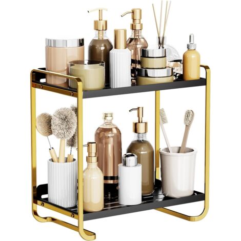 Organizador de perfumes de 2 niveles, organizador de perfumes para baño, encimera, organizador de maquillaje y almacenamiento de tocador, soporte para almacenamiento de loción