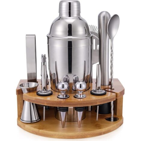 Coctelera con soporte, juego de cóctel profesional de 12 piezas de 750 ml para mezclar bebidas, regalos para hombres, mujeres, amantes de los cócteles, kit de barman casero