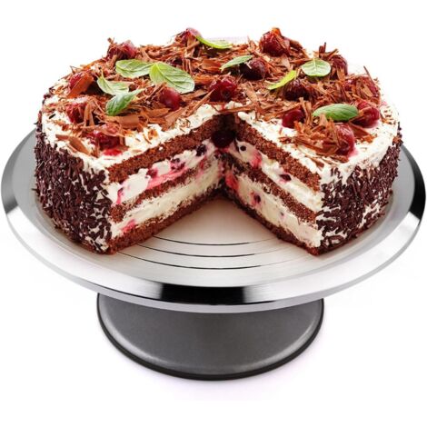 Soporte giratorio de aluminio para tartas de 30 cm, bandeja redonda para tartas de 6 a 12 personas, ideal para fiestas de cumpleaños, festivales, bodas y bufés. (1/5)
