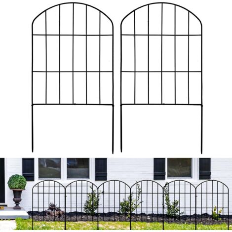Set van 10 tuinhekpanelen, 3 m (L) x 61 cm (H), graafvrije dierenhekpanelen, decoratief roestbestendig draadhek (1/5)