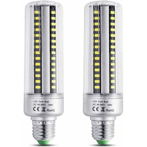 E27 LED-Lampe 25W Warmweiß 3000K, 2500LM Hohe Helligkeit, entspricht einer 200W Halogenlampe, nicht dimmbar, E27 LED-Maiskolbenlampe für Deckenleuchten, 2er-Pack [Energieklasse A+]