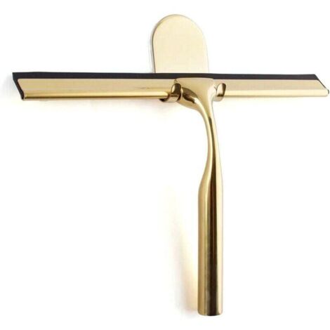Goldener Edelstahl-Duschabzieher für Badezimmer, breiter Glas-Duschabzieher (25 cm), hochwertiger Silikon-Duschabzieher mit Halterung, kein Bohren erforderlich, für Dusche, Badezimmer, FOREHILL (1/5)