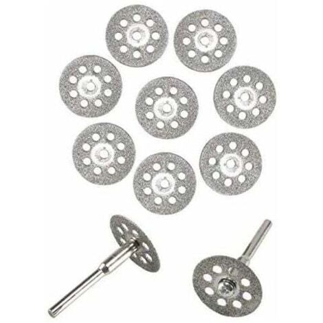 FOREHILL 10-teiliges Mini-Diamanttrennscheiben-Set für Rotationswerkzeuge, Schneiden, Sägen, Polieren, Schleifen und Bohren von harten Materialien (22 mm) (1/5)