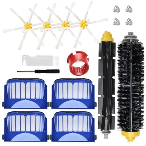 Kit de piezas y accesorios de repuesto para iRobot Roomba 600 Series 692 675 677 671 694 614 691 670 615 676 639 621 679 accesorio de aspiradora robótica, 1 cepillo principal, 4 filtros, 6 cepillos