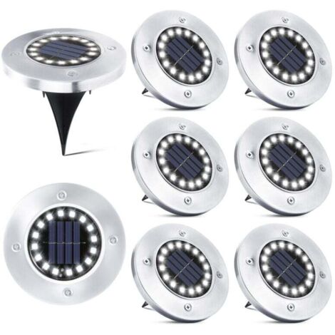 FOREHILL 16 LED Solarleuchten für den Außenbereich – 8er-Pack wasserdichte Solar-Gartenstrahler für Wege, Einfahrten, Terrassen, Höfe, Rasenflächen, zum Ein- und Ausbauen