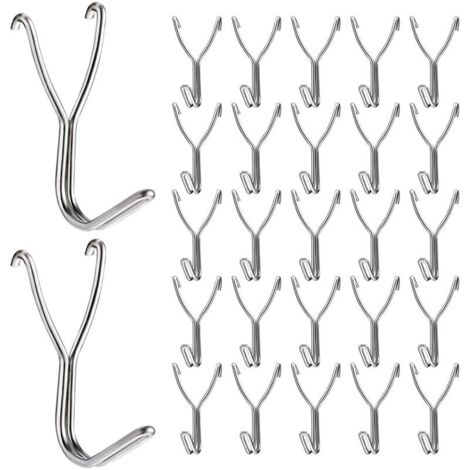 FOREHILL Confezione da 50 ganci per pannelli forati in acciaio inossidabile per pannelli forati da 20 mm per cucina, garage, accessori, attrezzi da banco e forniture artigianali (1/5)