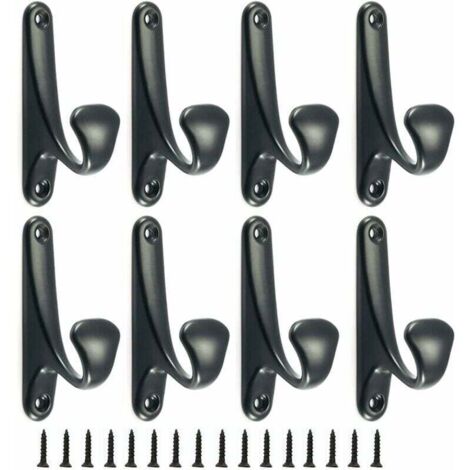 FOREHILL 8 pezzi ganci appendiabiti in metallo, ganci da parete, dotati di viti di montaggio, ganci semplici per bagno, cucina, camera da letto, ingresso (nero) (1/5)