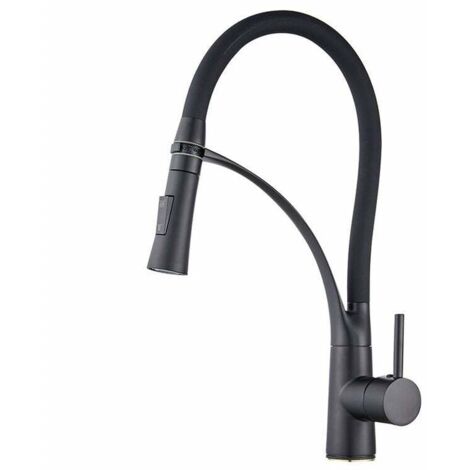 Miscelatore per rubinetto da cucina flessibile FOREHILL con doccetta estraibile, rotazione a 360°, acqua calda e fredda, disponibile in nero (1/5)