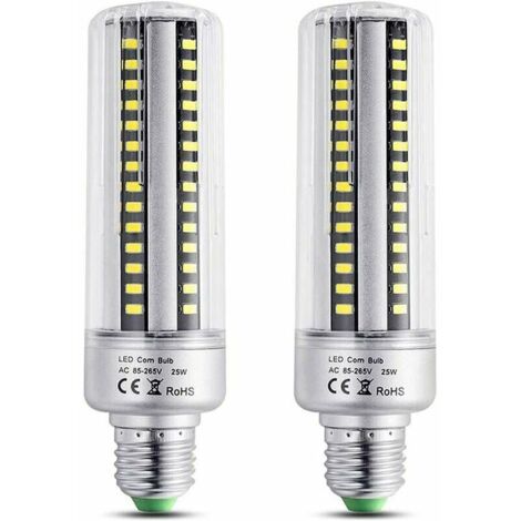 Lampadina LED E27 25W bianco caldo 3000K, 2500LM alta luminosità, equivalente a una lampadina alogena da 200W, non dimmerabile, lampadina LED E27 a mais per plafoniera, confezione da 2 [classe energet