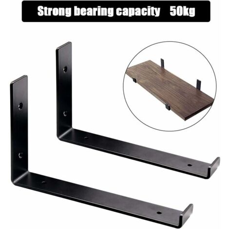 -2 staffe per mensole, staffe da parete industriali, robusto telaio di supporto per mensole, adattabili alle staffe per mensole da parete (nero) 235150 (1/5)