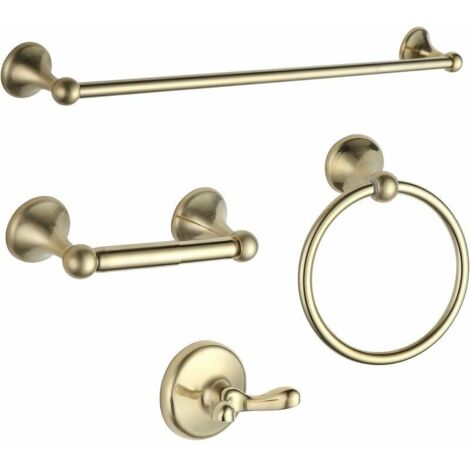 Set di accessori per il bagno, nichel spazzolato, portasciugamani regolabile ed estensibile, set di accessori per il bagno da 4 pezzi, montaggio a parete D