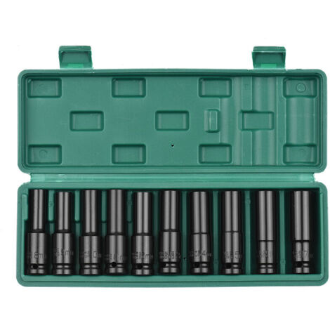 Set di 10 bussole di prolunga pneumatiche esagonali nere da 1/2" (1/5)