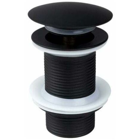 Piletta di scarico pop-up nera senza troppopieno, Piletta di scarico pop-up nera universale per lavabo, Tappo di scarico senza troppopieno, Piletta di scarico pop-up automatica per lavabo da appoggio, (1/5)