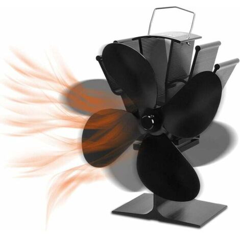 SKU03121 Ventilatore per camino a induzione termica, 4 pale, nero (1/5)