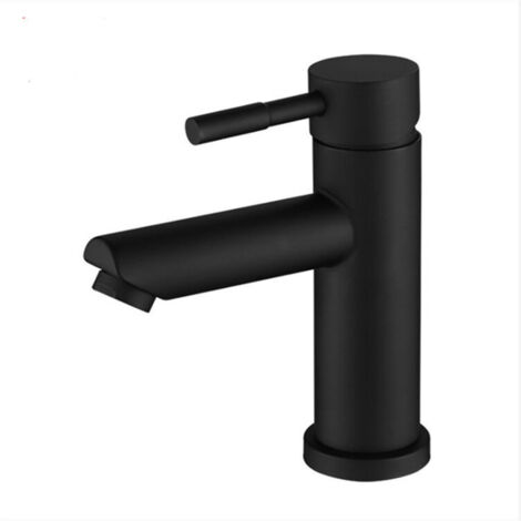 Rubinetto per lavabo da bagno, miscelatore in ottone resistente, aeratore rimovibile, rubinetto per WC ospiti, cartuccia in ceramica, nero (1/5)