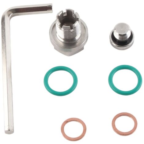 FOREHILL Tappo di scarico sovradimensionato in acciaio inox, kit di riparazione filettature per coppa dell'olio autofilettanti con chiave esagonale, O-ring M14.1-1.5x15mm (1/5)