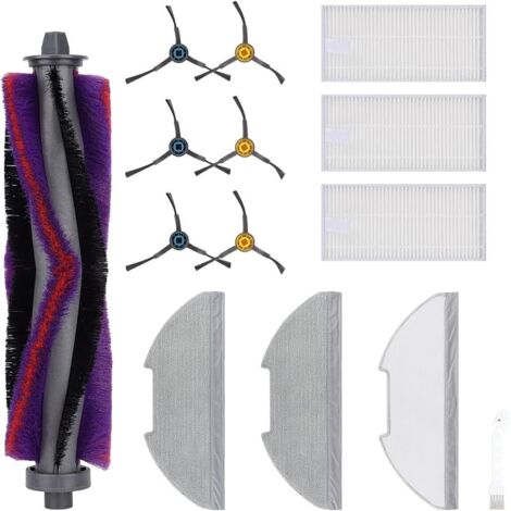 Set di accessori di ricambio FOREHILL da 14 pezzi per aspirapolvere Eureka E10s: 1 spazzola principale, 3 paia di spazzole laterali, 3 panni per la pulizia, 3 (1/5)