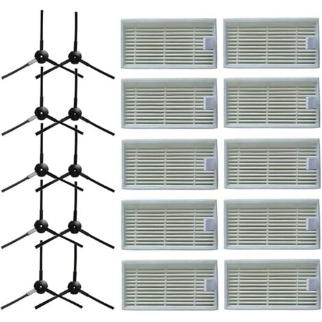 FOREHILL 10 spazzole laterali + 10 filtri HEPA per aspirapolvere robot Lidl SilverCrest SSR 3000 A1 (1/5)