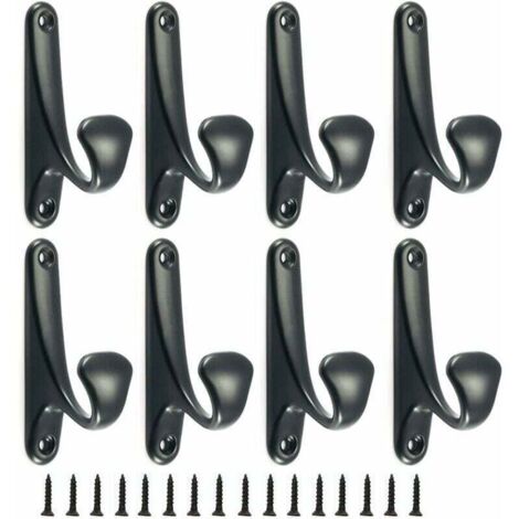 Juego de 8 ganchos metálicos para ropa FOREHILL, ganchos de pared con tornillos de montaje, ganchos sencillos para baño, cocina, dormitorio, entrada (negro) (1/5)