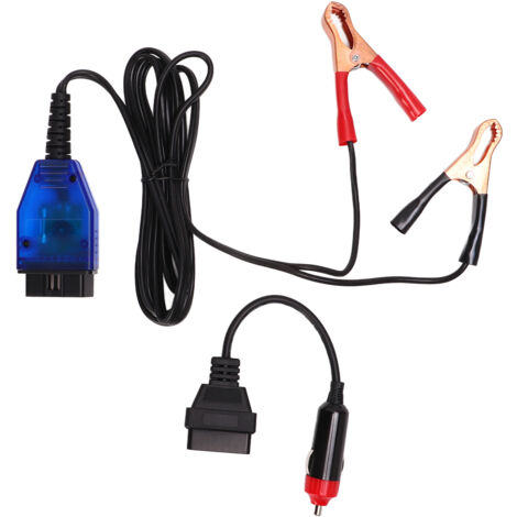 Adaptador de cable de alimentación universal FOREHILL para vehículos de emergencia con terminales OBD2 rojos y negros (1/5)
