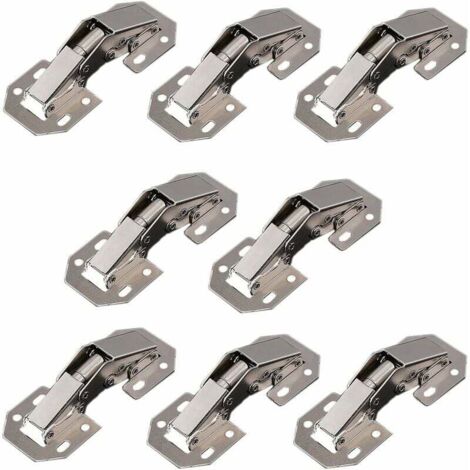 Juego de 8 bisagras para puertas de muebles, bisagras para puertas de cocina, bisagras de 90°, bisagras ocultas, tornillos a juego, aptas para puertas de muebles y oficinas. (1/4)