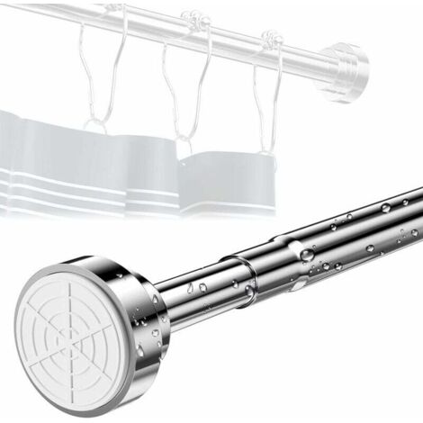 Barra de cortina de ducha telescópica FOREHILL, 55-85 cm, sin necesidad de taladrar, acero inoxidable, barra de ropa extensible, ajustable mediante giro. (1/5)