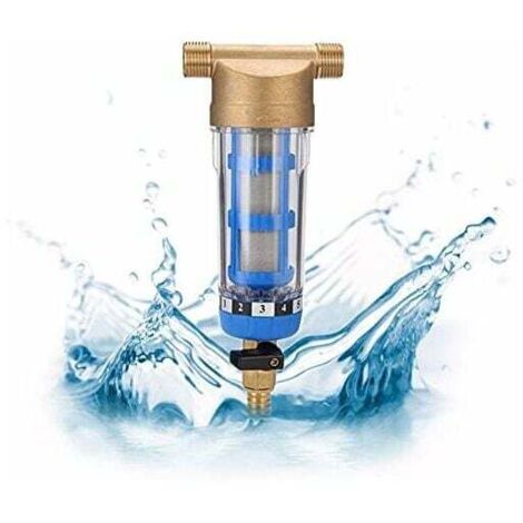 Prefiltro de retrolavado, filtro de agua para toda la casa, interfaz de 4 puntos con función rascadora (1/4)