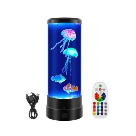 Lámpara de burbujas con forma de medusa, luz LED para acuario de 16 colores con control remoto, luz nocturna con forma de medusa alimentada por USB (1/4)