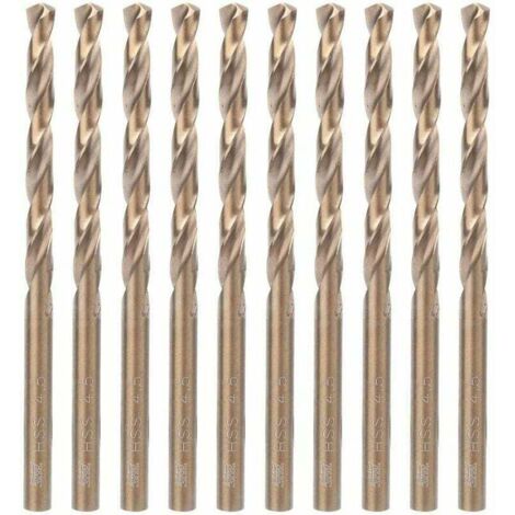 10 brocas espirales HSS de acero de alta velocidad para acero inoxidable, chapa de hierro, madera, plástico, aluminio (4,5 mm) (1/5)