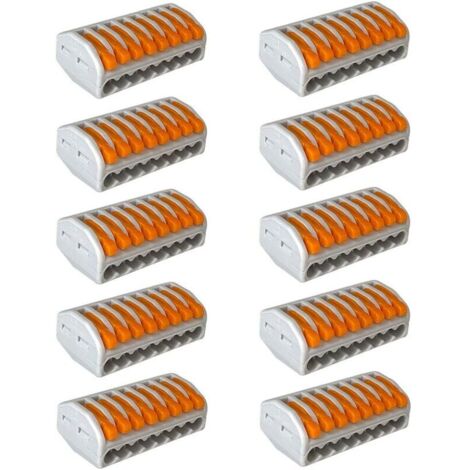 Juego de conectores de cable con tuerca de palanca Forehill PCT-218 Premium, 10 piezas, conectores de cable compactos de 8 puertos, bloque de terminales de resorte compacto (1/5)