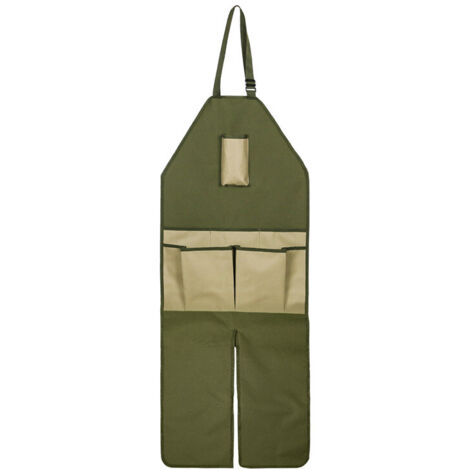 Delantal de jardín confeccionado en tela Oxford con estampado de bloques de color y múltiples bolsillos, versión extendida, delantal de jardín con polainas, 118 x 45 cm (1/5)