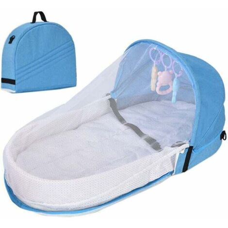 Cuna de viaje FOREHILL con mosquitera, cuna plegable para bebé con mosquitera, nido de algodón transpirable, portátil, cuna a prueba de mosquitos para bebés de 0 a 36 meses, azul