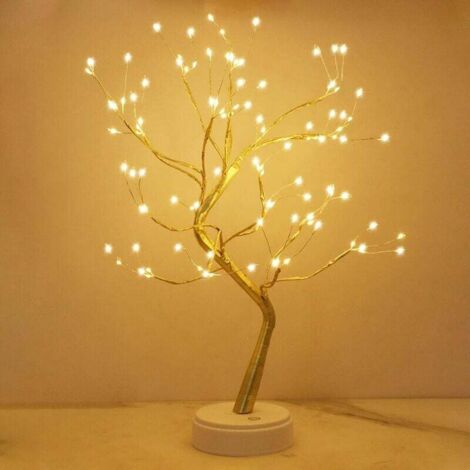 Luces LED para árbol FOREHILL, luces blancas cálidas, 108 LED, ramas ajustables, ideales para decoración de bodas y fiestas, funcionan con USB/pilas. (1/5)