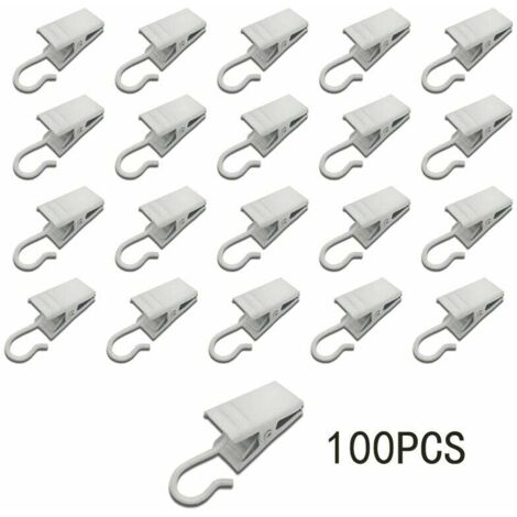 100 piezas de clips metálicos para cortinas, ganchos para colgar, accesorios de iluminación, artículos de decoración para fiestas (blancos) (1/4)