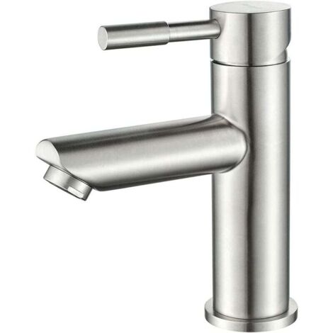Grifo monomando para lavabo, acero inoxidable, gris (1/5)
