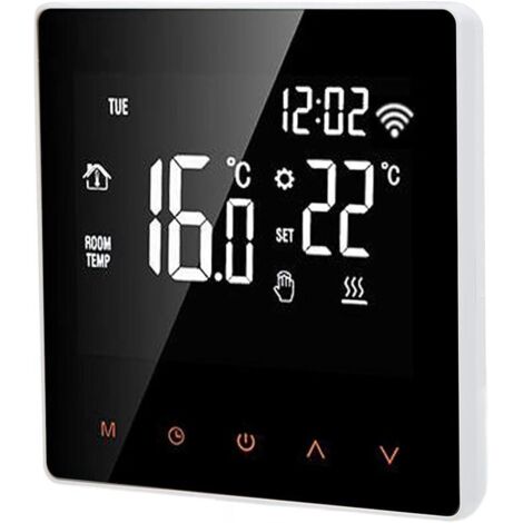 Termostato mural conectado a la red, Wi-Fi para calderas, ME81H AC 230V Termostato inteligente Wi-Fi, termostato inteligente con pantalla LCD para calefacción por suelo radiante (16A, parte trasera bl