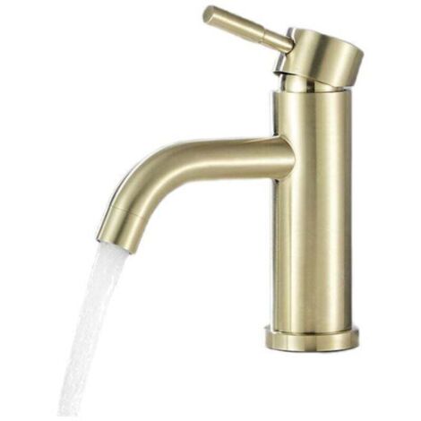 Grifo de lavabo FOREHILL, grifo de agua fría y caliente, grifo de lavabo en oro cepillado - A1 (1/5)