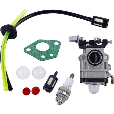 Carburador para desbrozadoras de 52 cc, 49 cc y 43 cc. Kit de reparación de carburador que incluye junta, manguera, bujía y filtro de combustible. (1/5)