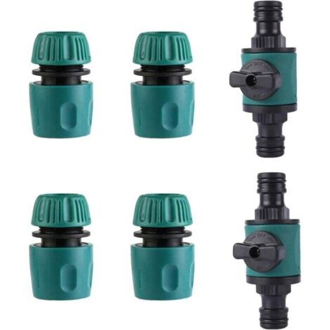 Wasserhahn-Anschluss-Set, Gartenschlauch-Anschluss, Schlauchverbinder mit Regelventil – Gartenschlauch-Absperrventil, Schnell-Schlauchverbinder für 1/2 Zoll Schlauch – 6-teilig (1/4)