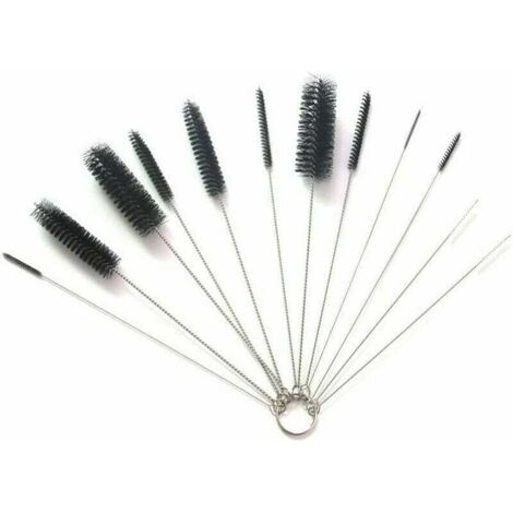 Rohrreinigungsbürste, 12-teiliges Reinigungsbürsten-Set für Tassen, Gläser, Babyflaschen, Strohhalme, Thermoskannen, verschiedene Behälter (10 Schwarz + 2 Weiß) (1/4)