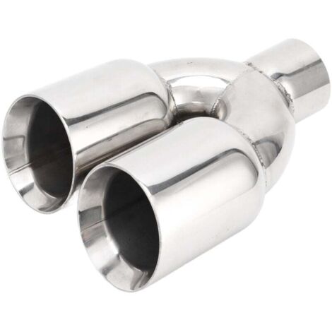 63x89mm Auto Dual Auspuff Spitze Edelstahl Silber Schweißen Auf Auspuffrohr Universal Y Form Für Autos (1/4)