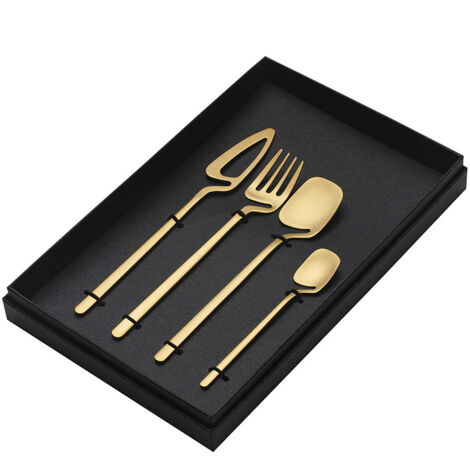 4-teiliges Besteckset zum Aufhängen, Satin-Besteckset mit Messer/Gabel/Löffel, spülmaschinenfest