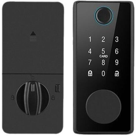 Serrure de porte électronique Tuya avec pêne dormant, serrure à empreinte digitale, entrée sans clé et télécommande (1/4)